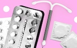 contraceptions on pink background