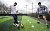 Sam Dalling and Steven Caulker during a one-on-one training session in London