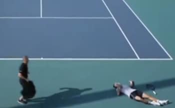 French tennis player Arthur Cazaux collapses on the court at the Miami Open