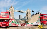 Sky Brown next to London's Tower Bridge/Watch: Briton Sky Brown's skateboarding tricks on the Thames